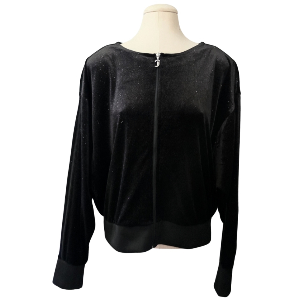 JUICY COUTURE Sparkly Velour Track Jacket XL Y2K
